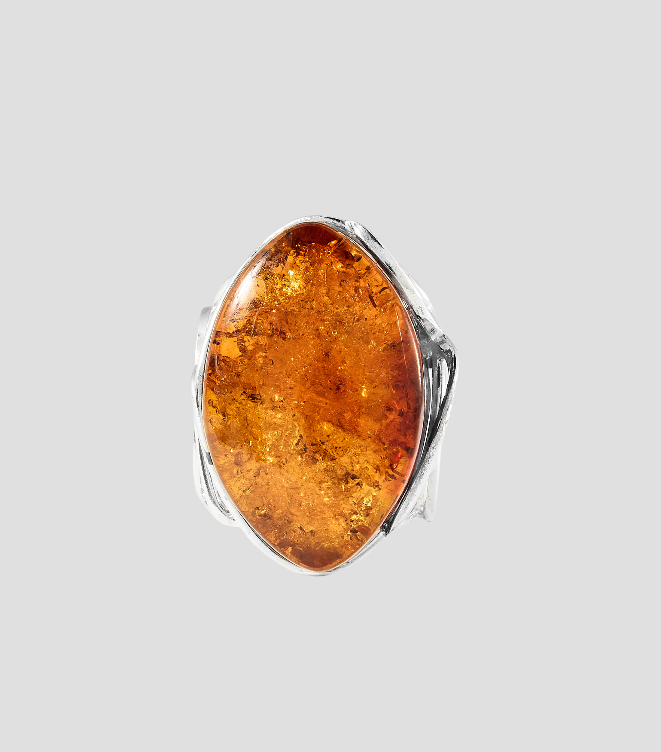 Anillo abierto en Plata .925 con ámbar báltico Mujer
